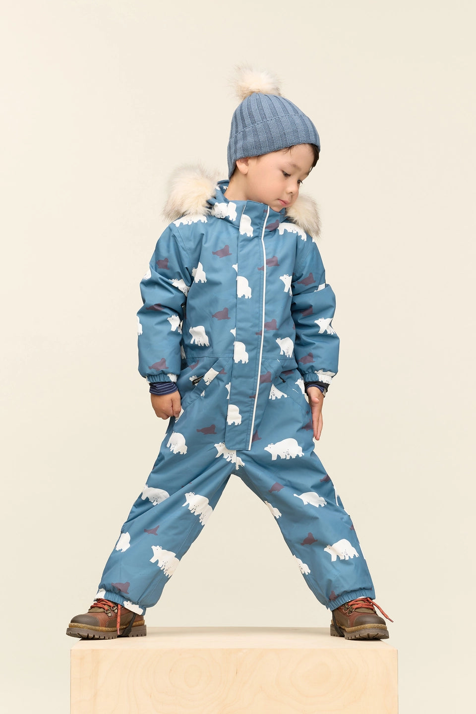 Ullarhúfa með dúski - Denim Blue