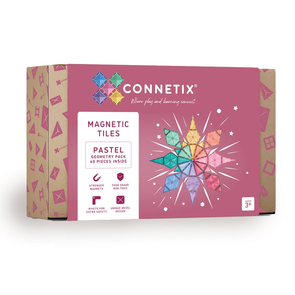 Pastel segulkubbar - Geometry pakki, 40 stk