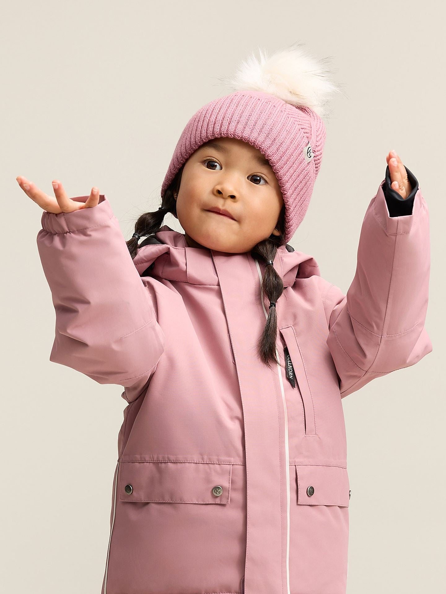 Ullarhúfa með dúski - Dusty Rose