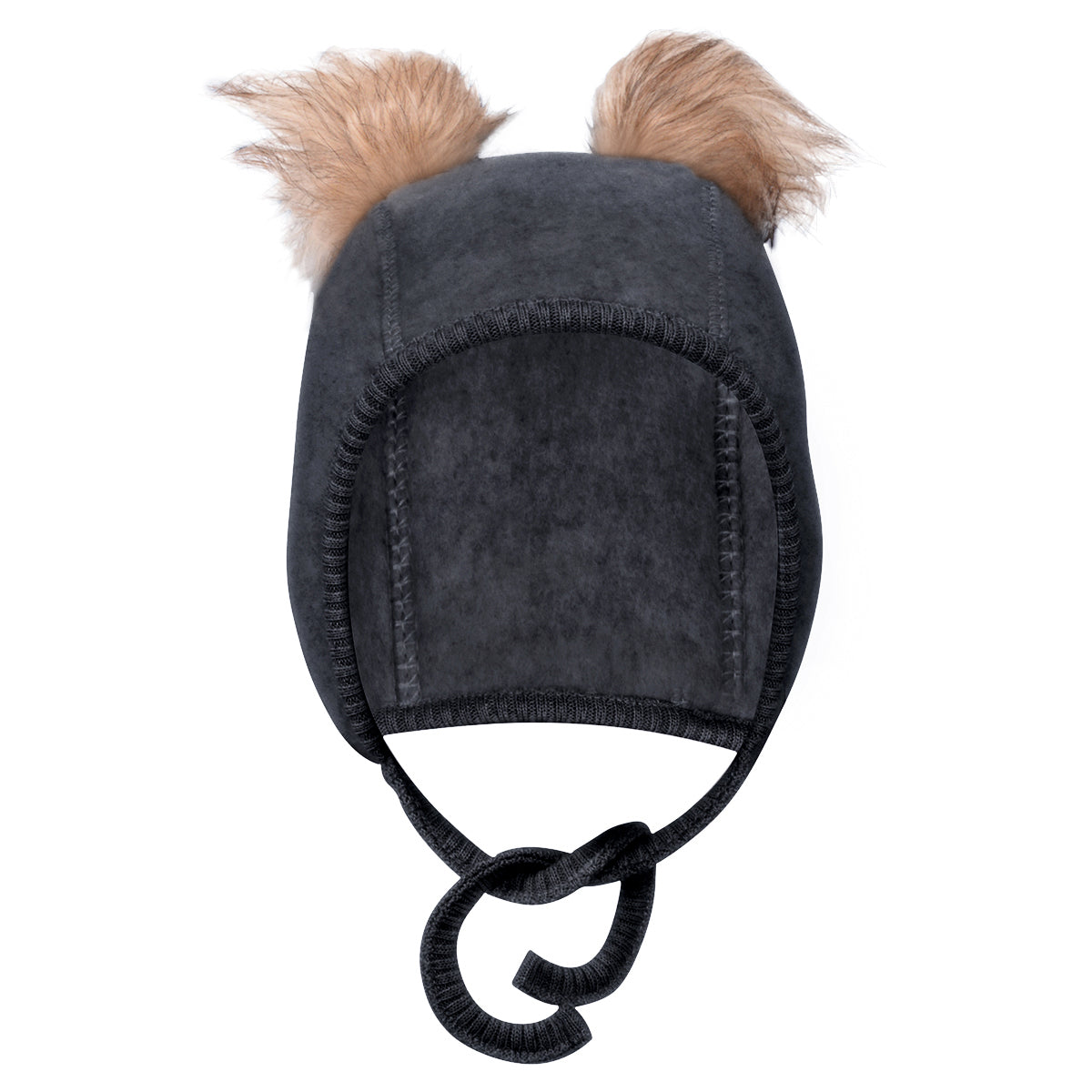 Bundin húfa með dúskum - Anthracite Melange