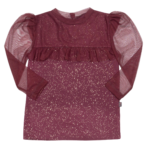 Zoe blússa með tjulli - Burgundy
