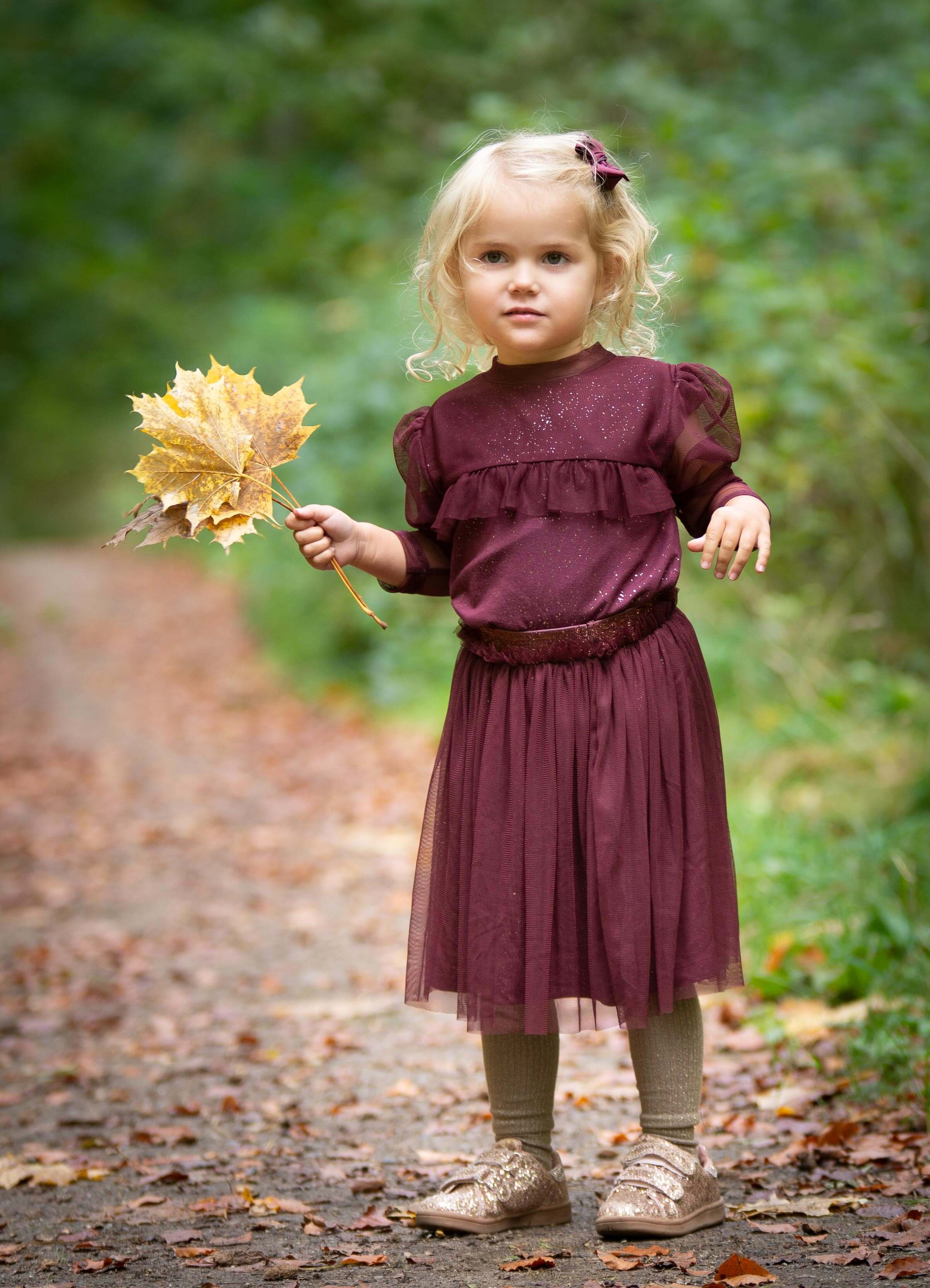 Zoe blússa með tjulli - Burgundy