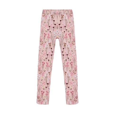 Leggings með blómamynstri - Silver Pink