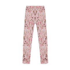 Leggings með blómamynstri - Silver Pink