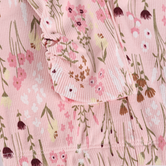 Leggings með blómamynstri - Silver Pink