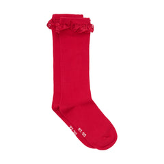 Hnésokkar með blúndu - Red