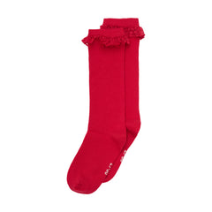Hnésokkar með blúndu - Red