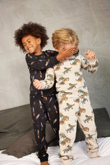 Náttföt með risaeðlum - Beige Melange