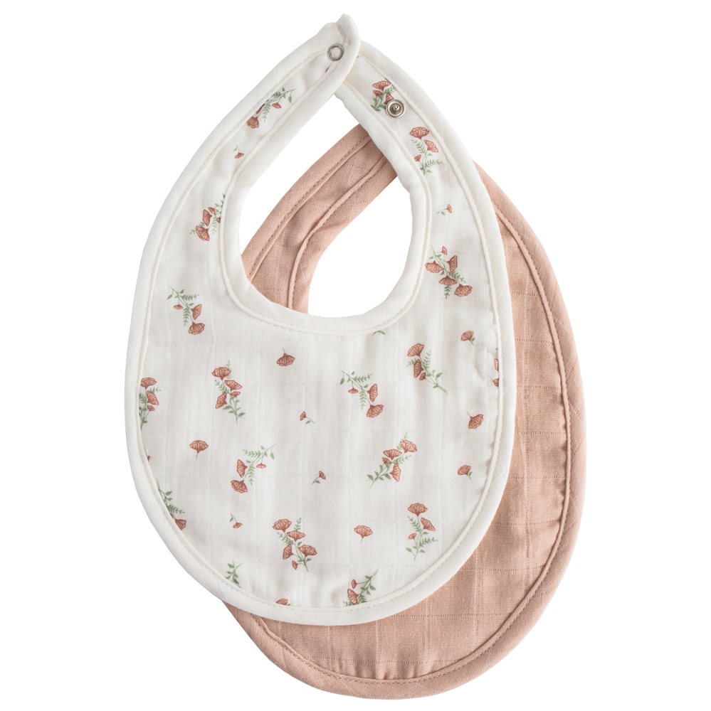 Muslin smekkir, 2 í pakka - Blush/Pink Floral