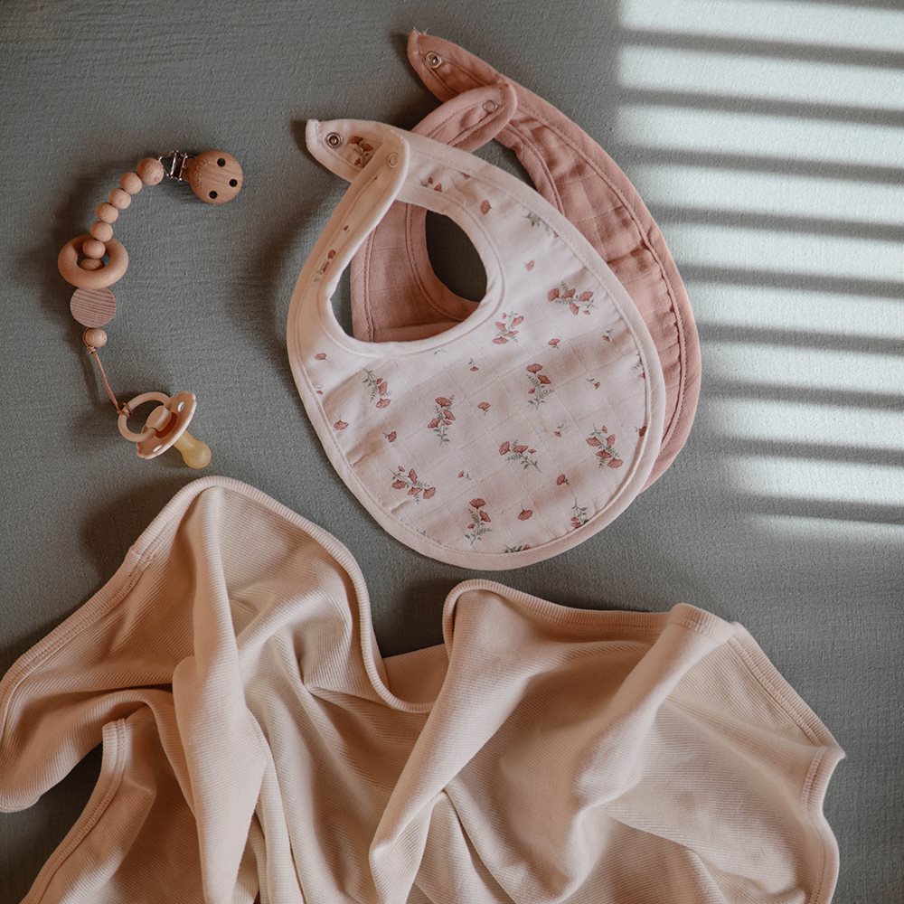 Muslin smekkir, 2 í pakka - Blush/Pink Floral